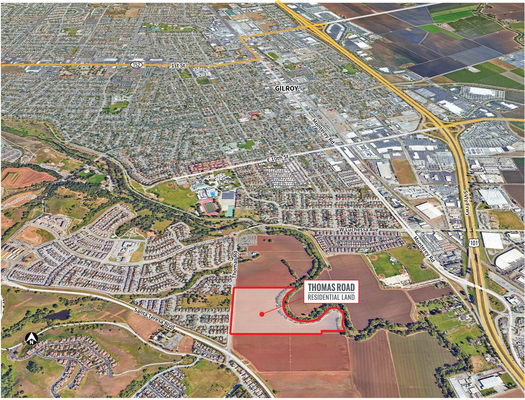 Thomas Road, Gilroy, CA for sale Aerial- Image 1 of 2