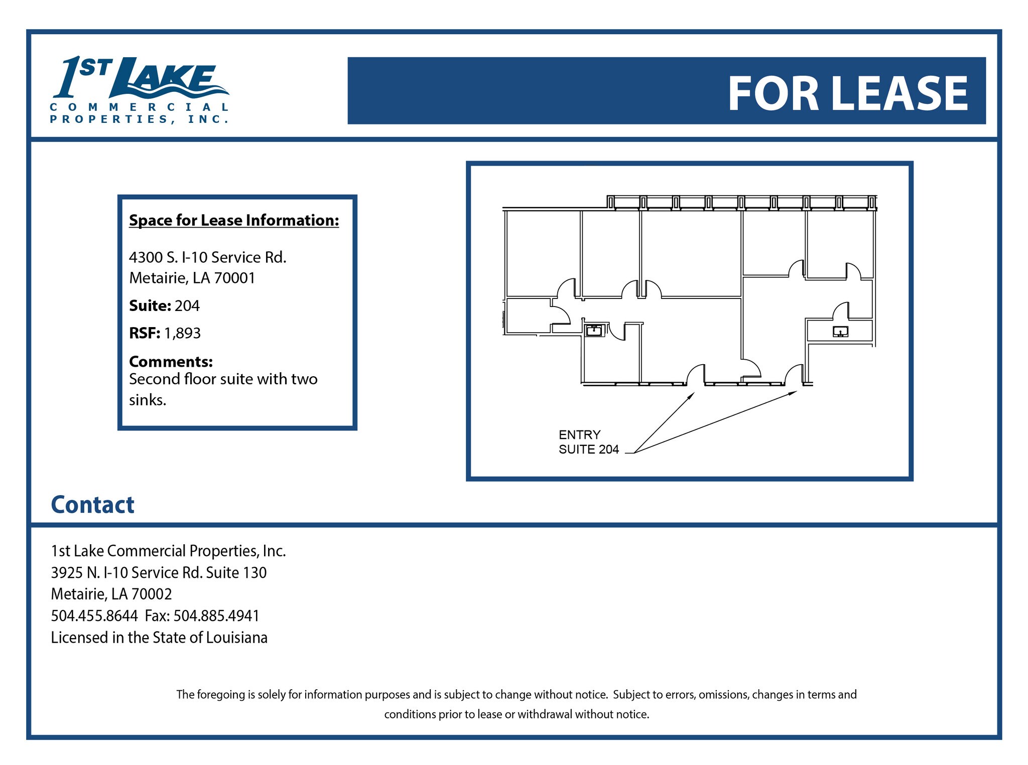 4300 S I-10 Service Rd, Metairie, LA à louer Plan d’étage- Image 1 de 1