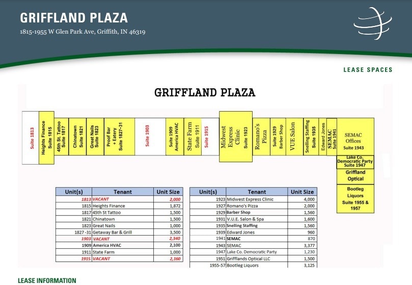 1815-1957 W Glen Park Ave, Griffith, IN for lease Floor Plan- Image 1 of 1