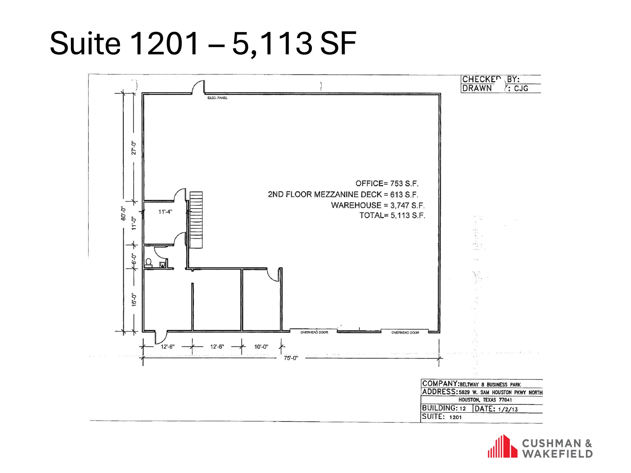 5829 W Sam Houston Pky N, Houston, TX à louer Plan d’étage- Image 1 de 1