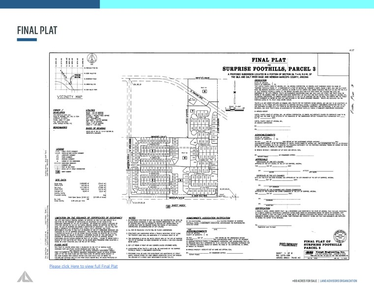 NEC 199th Avenue & Union Hills Drive, Surprise, AZ à vendre - Plan cadastral - Image 2 de 2