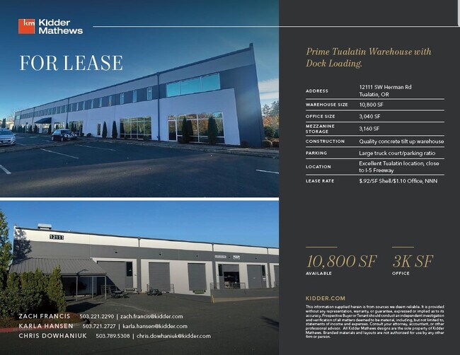 Plus de détails pour 12111 SW Herman Rd, Tualatin, OR - Industriel à louer