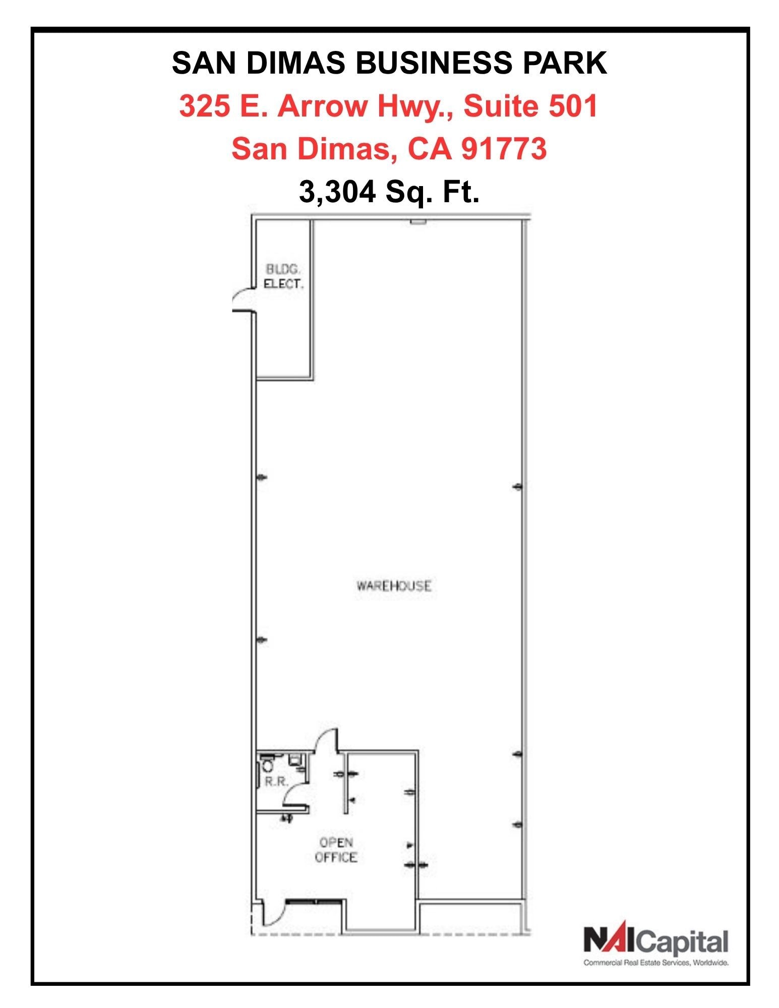 301 E Arrow Hwy, San Dimas, CA à louer Plan d’étage- Image 1 de 1