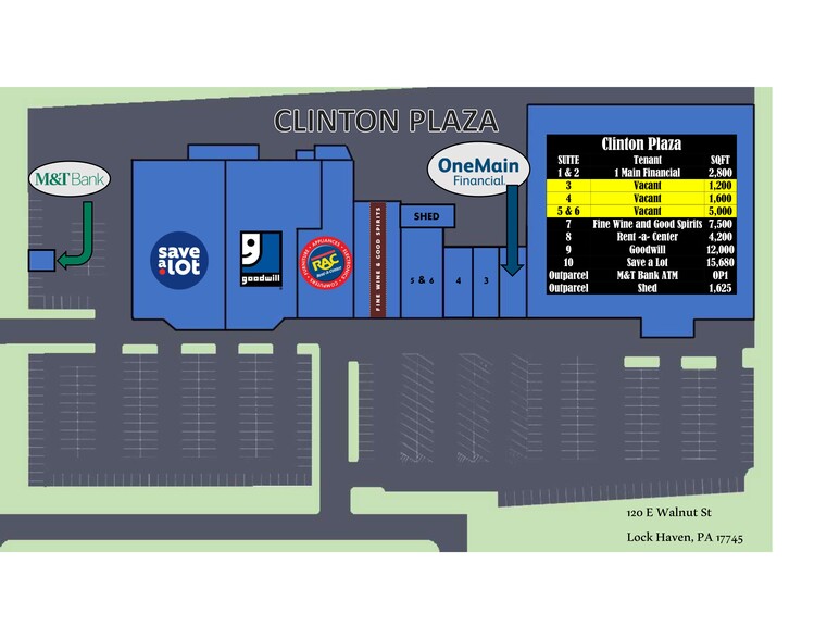 120 E Walnut St Clinton Plaza, Lock Haven, PA for lease - Site Plan - Image 3 of 12