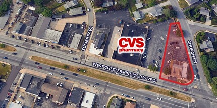 2501 W Chester Pike, Broomall, PA - aerial  map view