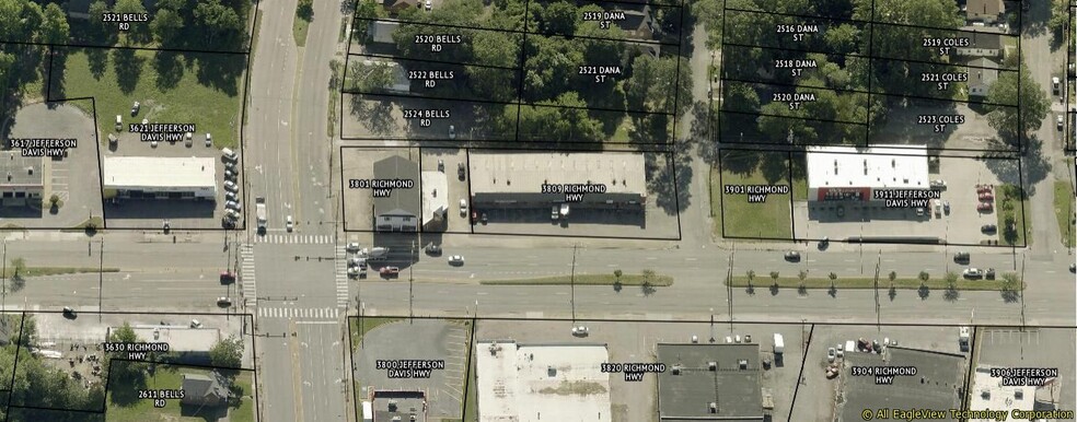 3807-3819 Jefferson Davis Hwy, Richmond, VA for lease - Aerial - Image 3 of 4