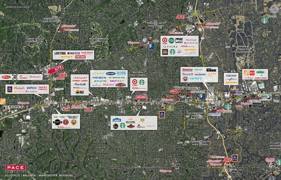 1350-1398 Clarkson Clayton Ctr, Ballwin, MO à louer - Aérien - Image 2 de 2