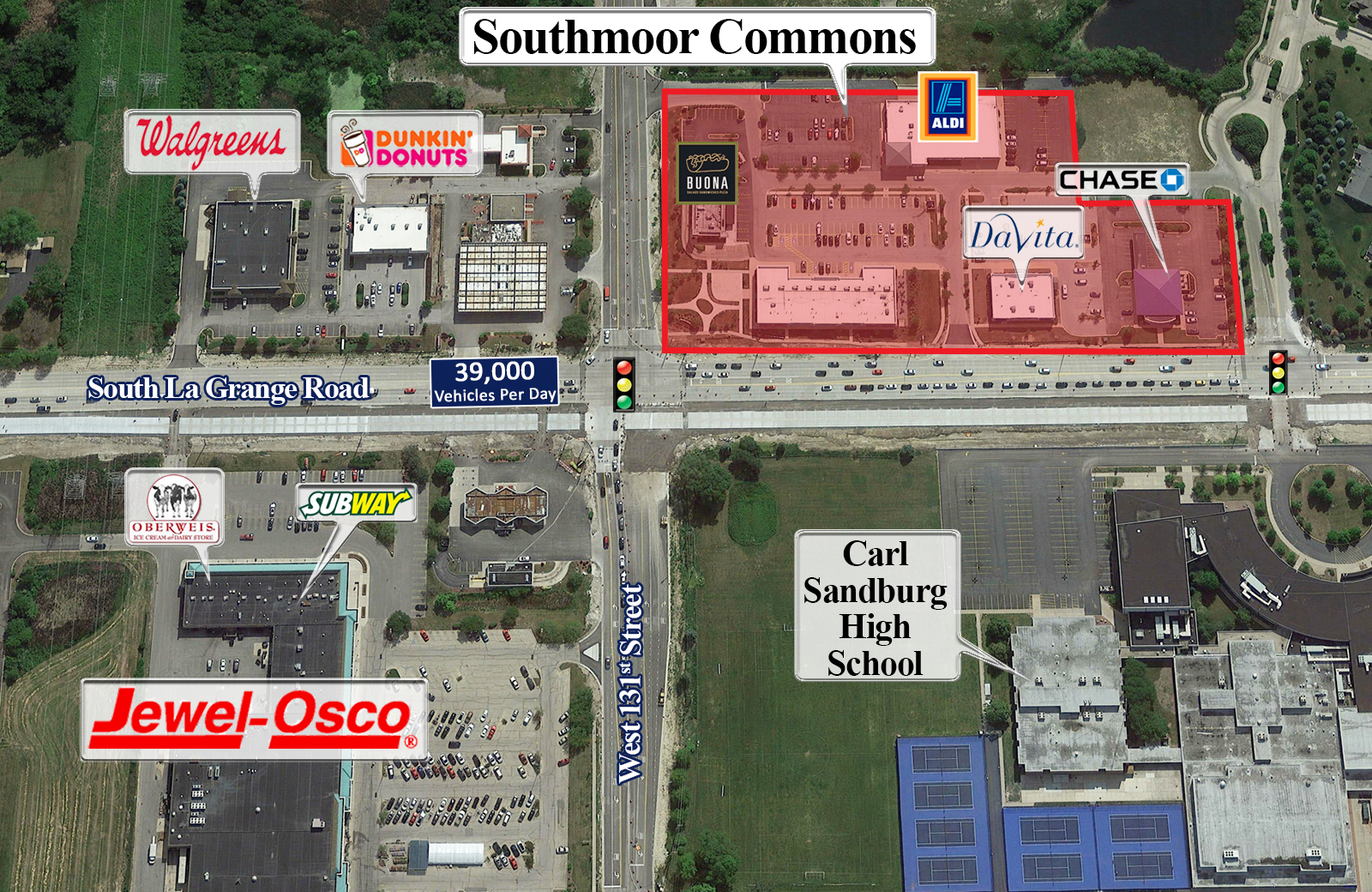 13117-13137 S La Grange Rd, Orland Park, IL for lease Aerial- Image 1 of 3