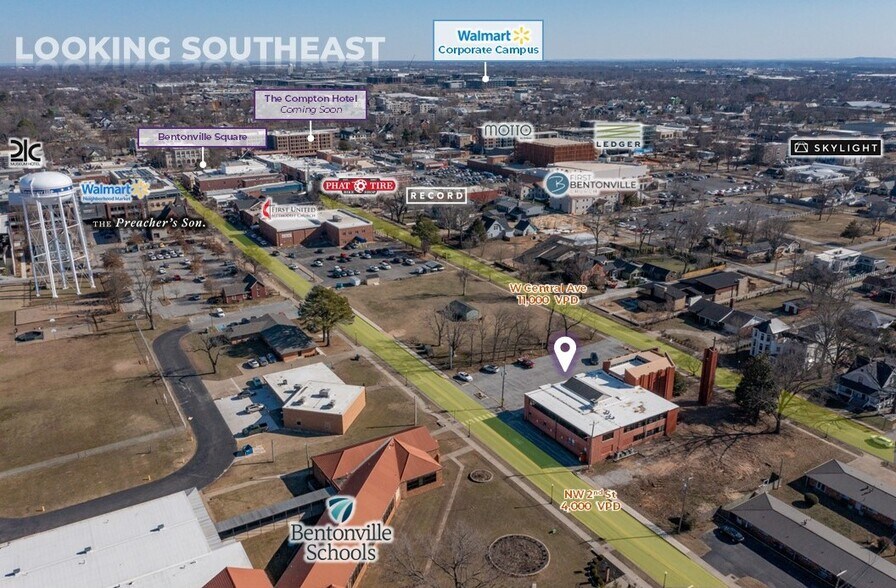 406 W Central Ave, Bentonville, AR à vendre - Aérien - Image 2 de 5