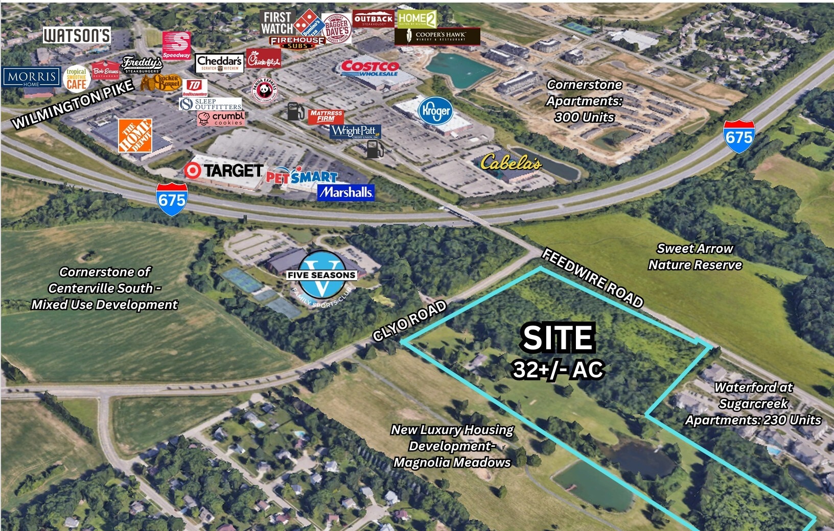 SE Corner of Clyo Rd & Feedwire rd, Sugarcreek Township, OH for sale Aerial- Image 1 of 2