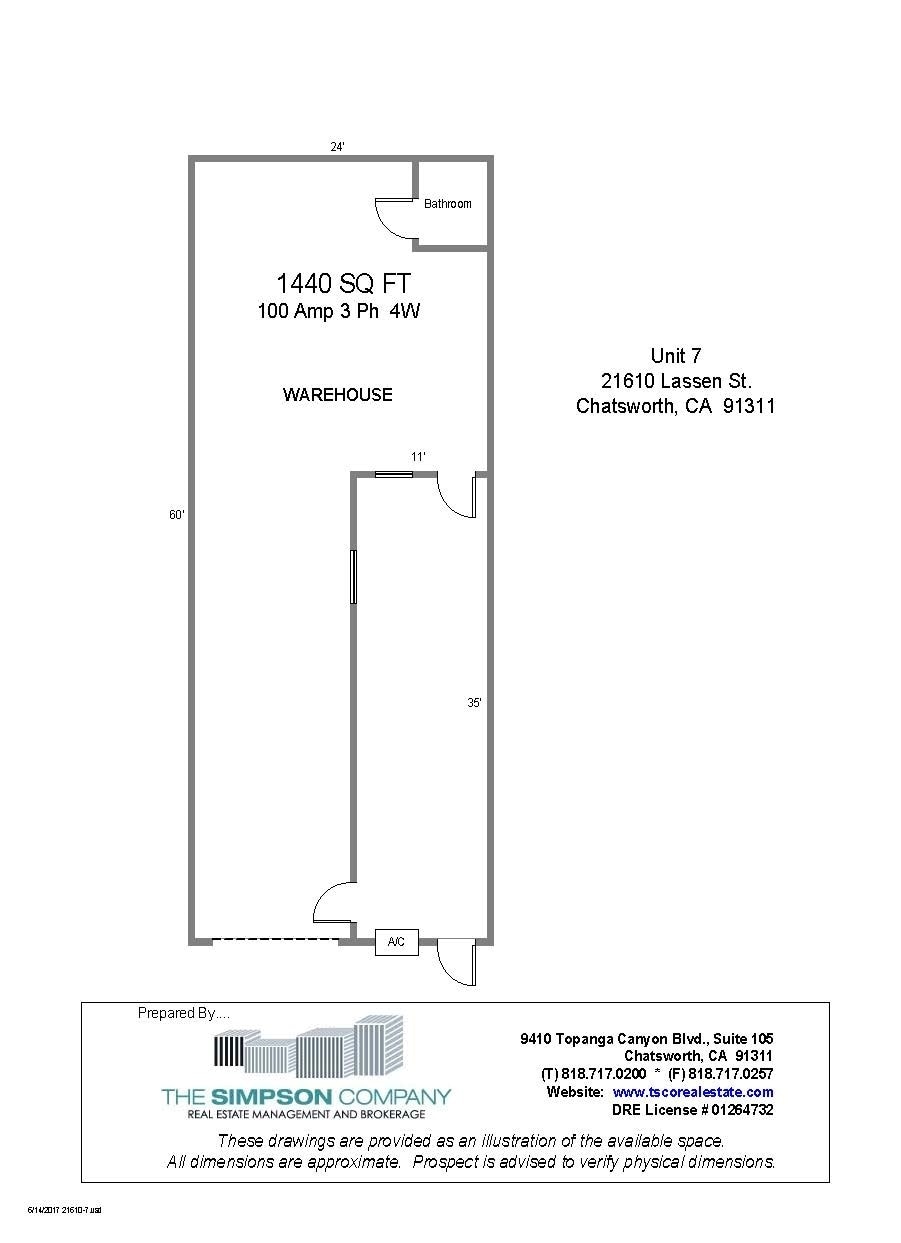 21610 Lassen St, Chatsworth, CA à louer Plan d’étage- Image 1 de 1