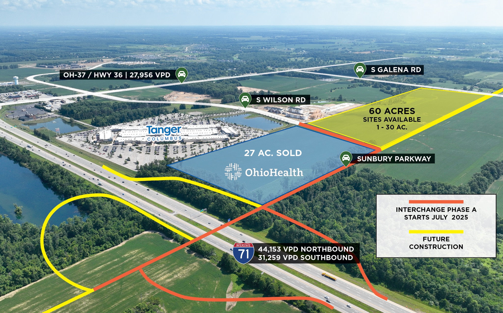 504 Galena Rd, Sunbury, OH à vendre Aérien- Image 1 de 4