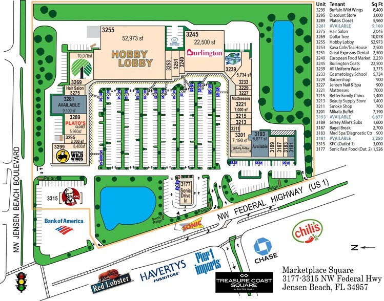 3183-3299 NW Federal Hwy, Jensen Beach, FL à louer - Plan de site - Image 2 de 9
