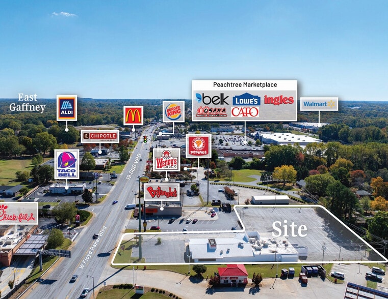 1709 W Floyd Baker Blvd, Gaffney, SC for sale - Aerial - Image 3 of 4