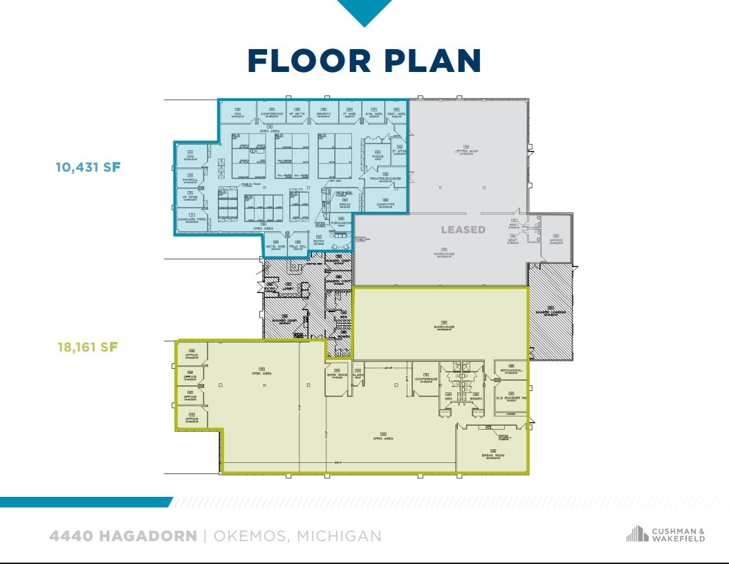 4440 Hagadorn Rd, Okemos, MI for lease Typical Floor Plan- Image 1 of 2