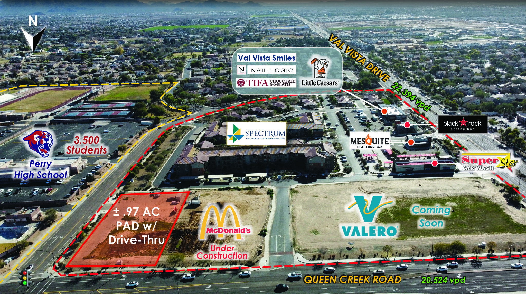 E/SEC QUEEN CREEK & VAL VISTA DRIVE, Gilbert, AZ à vendre Aérien- Image 1 de 1