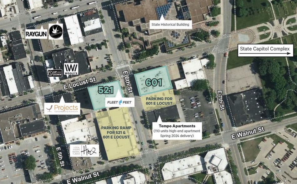 521 E Locust St, Des Moines, IA à louer - Photo du bâtiment - Image 2 de 3