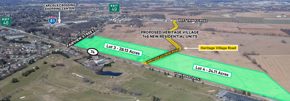 York Road, Carlisle, PA for sale - Aerial - Image 1 of 4