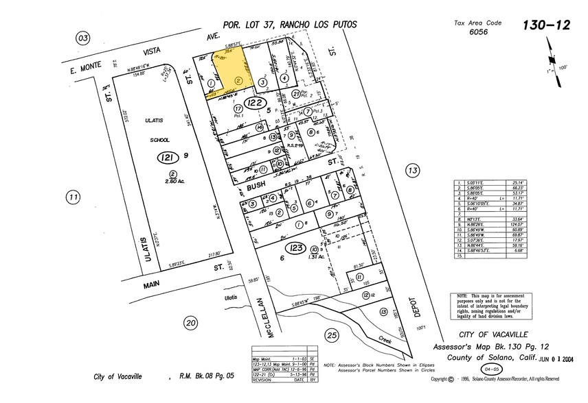 806 E Monte Vista Ave, Vacaville, CA à vendre - Plan cadastral - Image 3 de 3