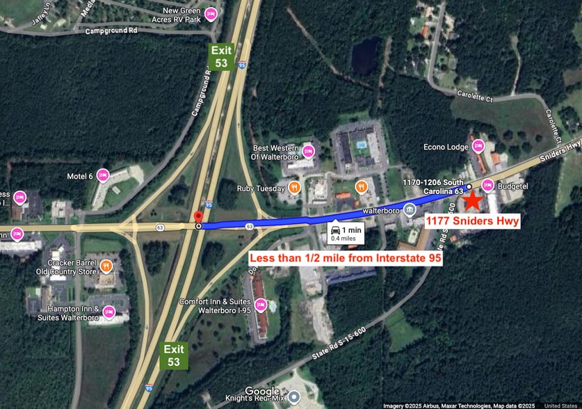 1177 Sniders Hwy, Walterboro, SC à louer - Aérien - Image 3 de 10
