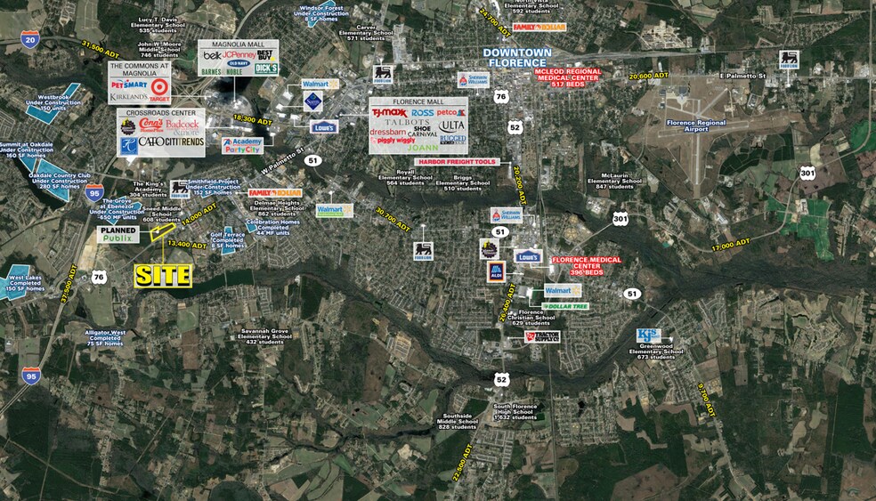 W Palmetto St & S Ebenezer, Florence, SC à louer - Aérien - Image 2 de 6