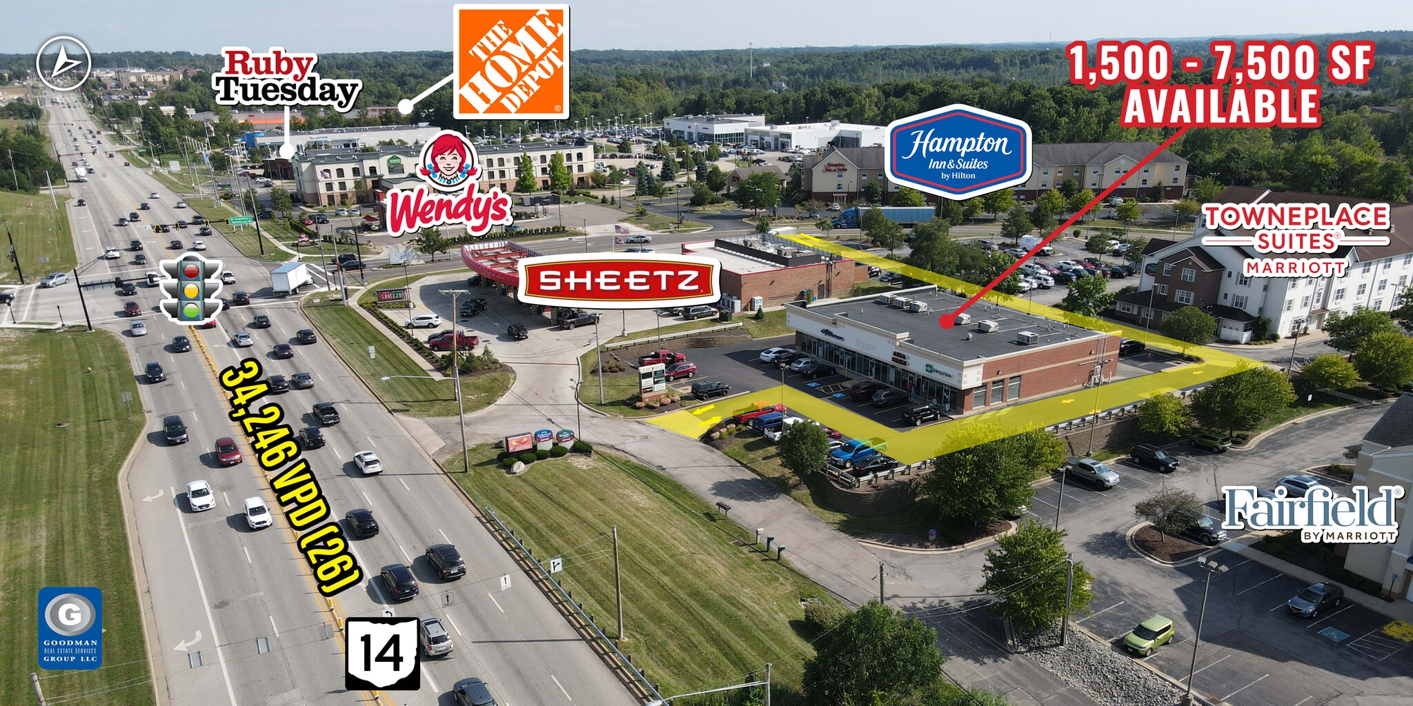 9757-9773 Oh-14, Streetsboro, OH for lease Aerial- Image 1 of 6