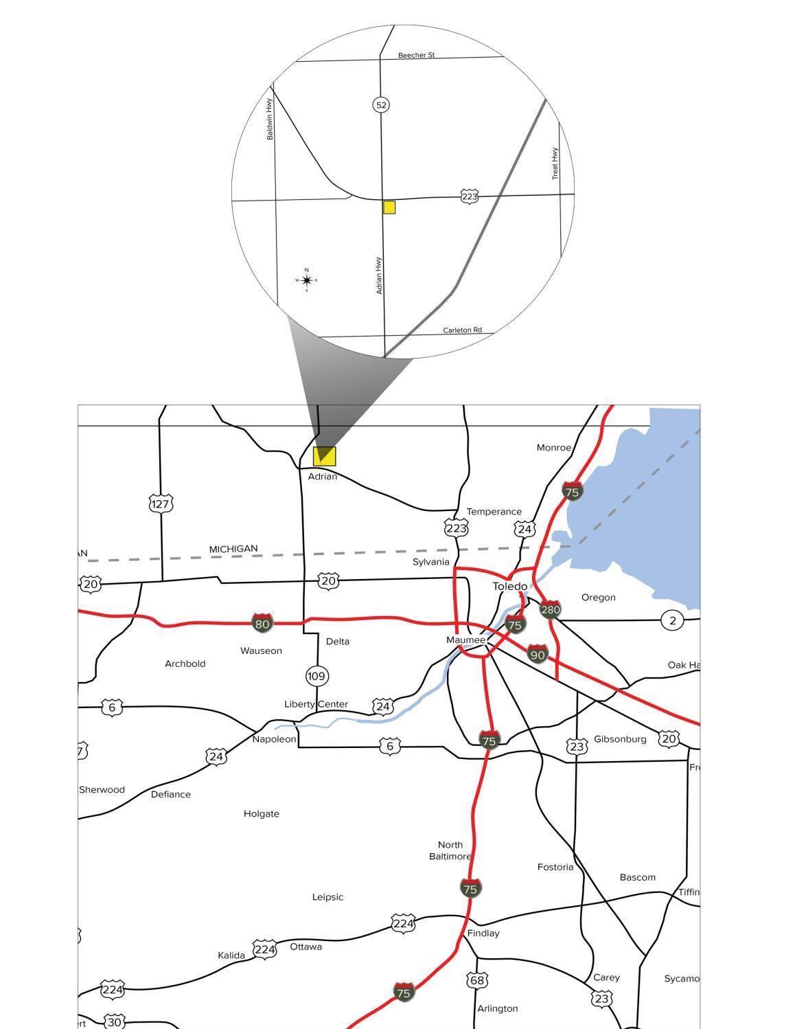 1001 E US Highway 223, Adrian, MI for lease Map- Image 1 of 2