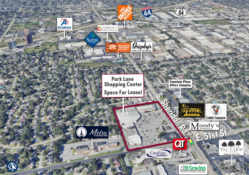4902-5046 S Sheridan Rd, Tulsa, OK for lease - Aerial - Image 3 of 10