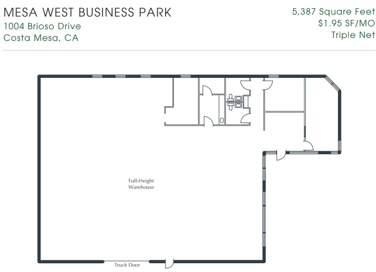 1004 Brioso Dr, Costa Mesa, CA à louer Plan d’étage- Image 1 de 1