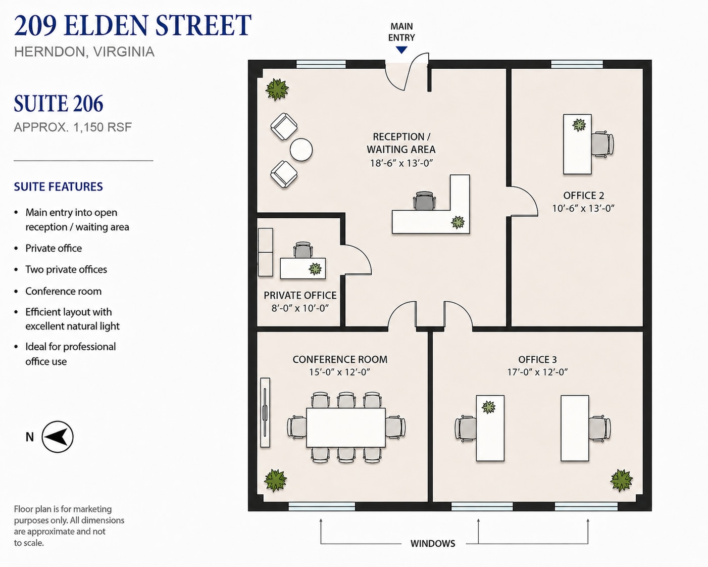209 Elden St, Herndon, VA à louer Plan d’étage- Image 1 de 1