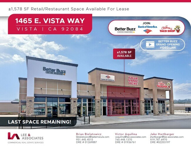 Plus de détails pour 1465 E Vista Way, Vista, CA - Commerce de détail à louer