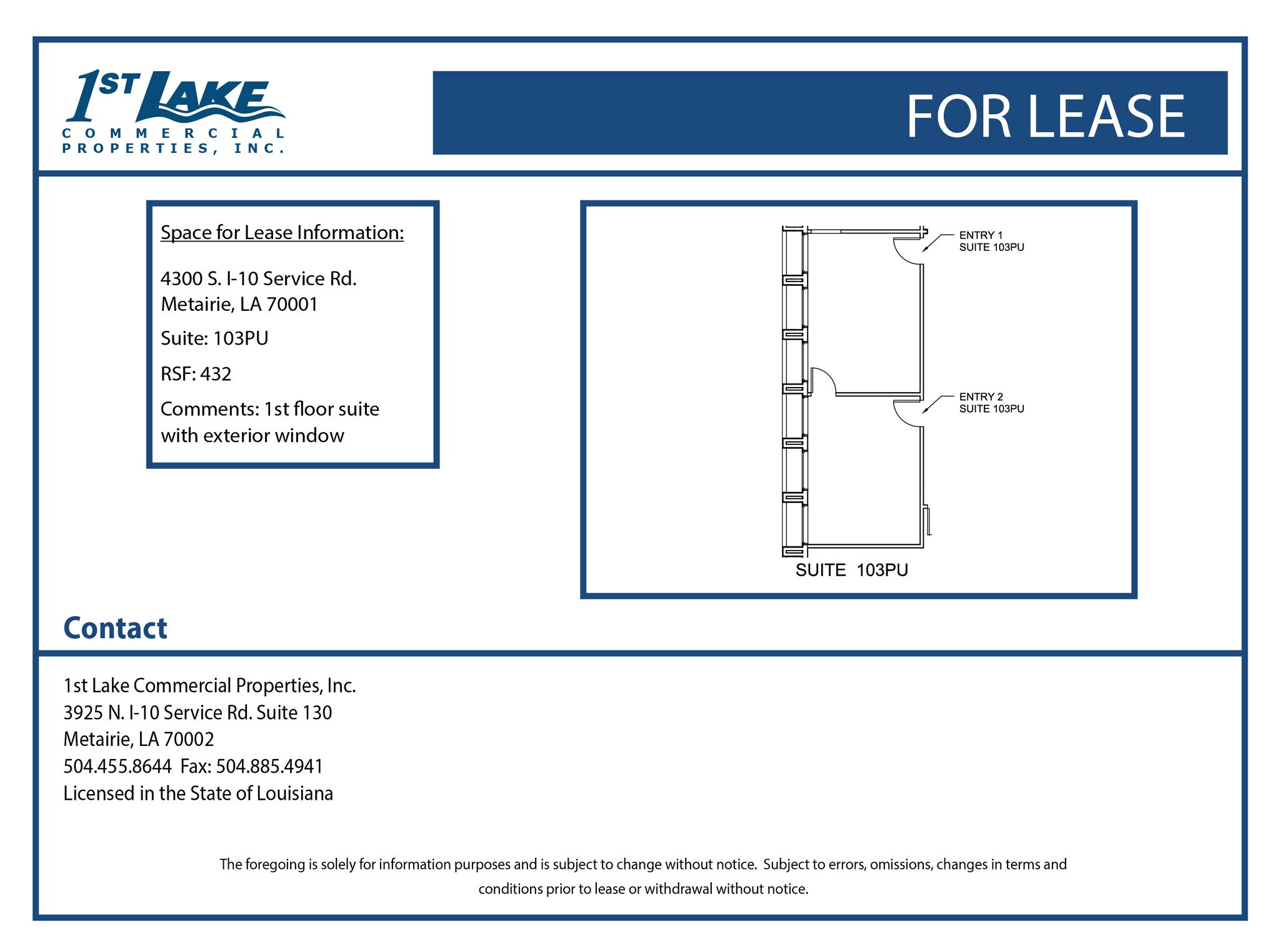 4300 S I-10 Service Rd, Metairie, LA à louer Plan d’étage- Image 1 de 1