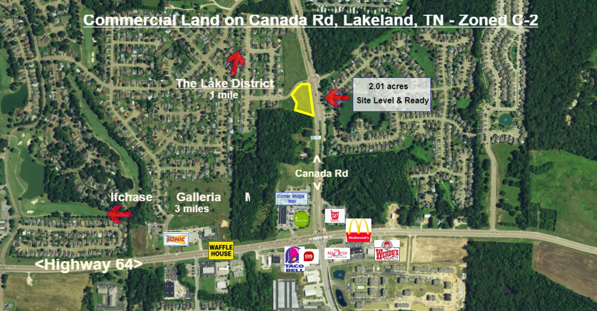 000 A Canada Rd, Lakeland, TN for sale Aerial- Image 1 of 3