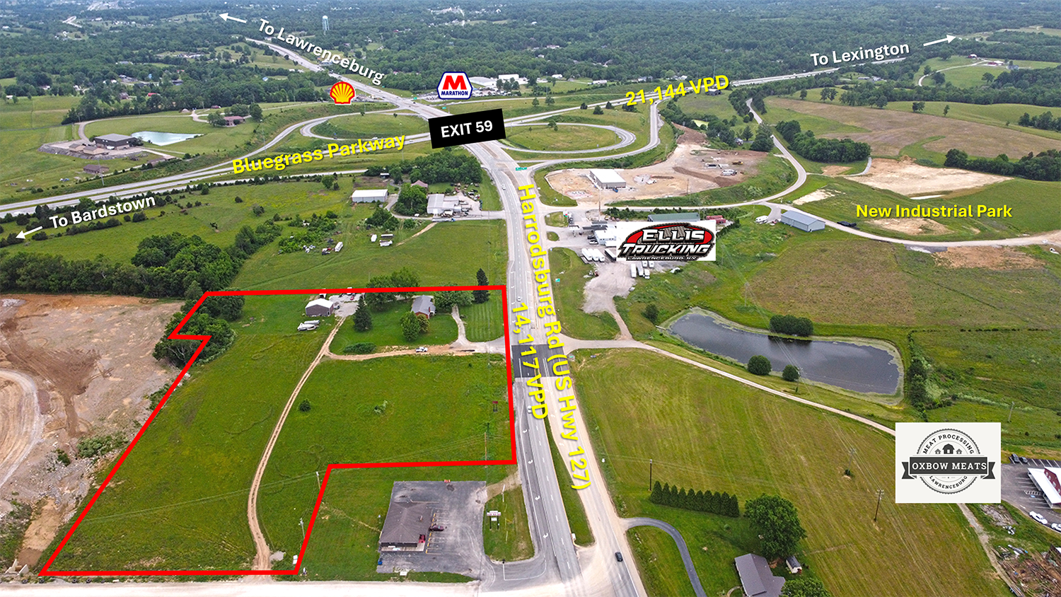 2084 Harrodsburg Rd, Lawrenceburg, KY à vendre Aérien- Image 1 de 7