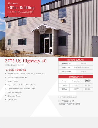 Plus de détails pour 2775 US Highway 40 W, Verdi, NV - Industriel à louer