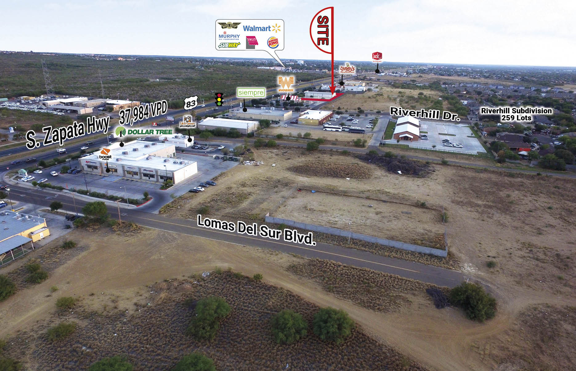 3800 S Zapata Hwy, Laredo, TX for sale Aerial- Image 1 of 1