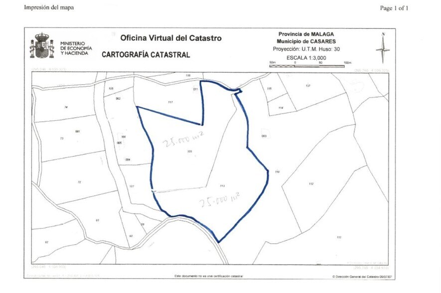 Land in Casares, Málaga for sale - Plat Map - Image 3 of 3