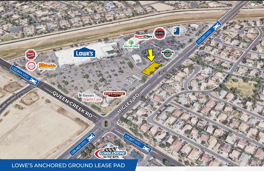 NWC S Higley Rd & E Queen Creek Rd, Gilbert, AZ for lease - Aerial - Image 2 of 2