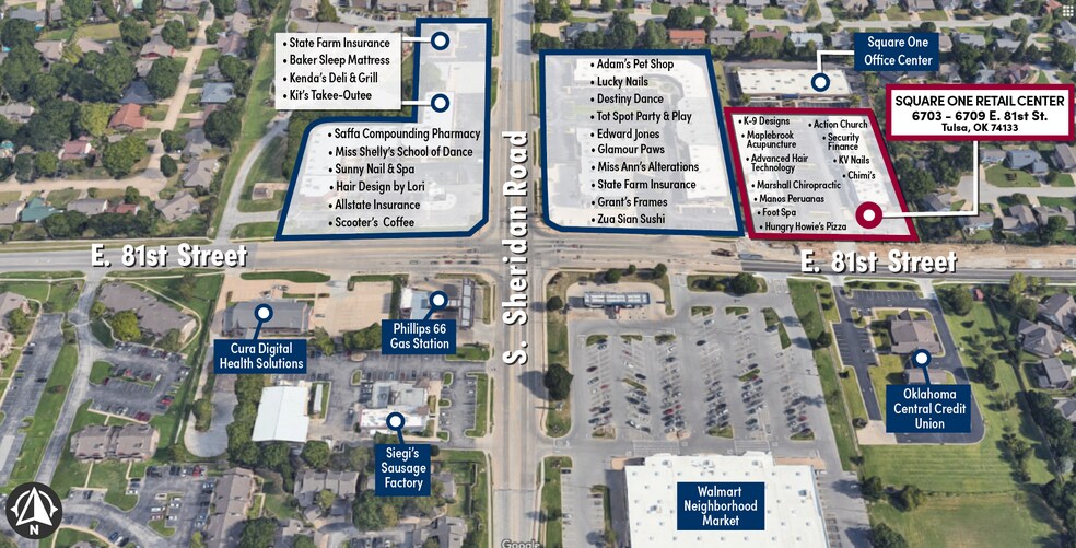 6703-6709 E 81st St, Tulsa, OK à louer - Aérien - Image 3 de 14