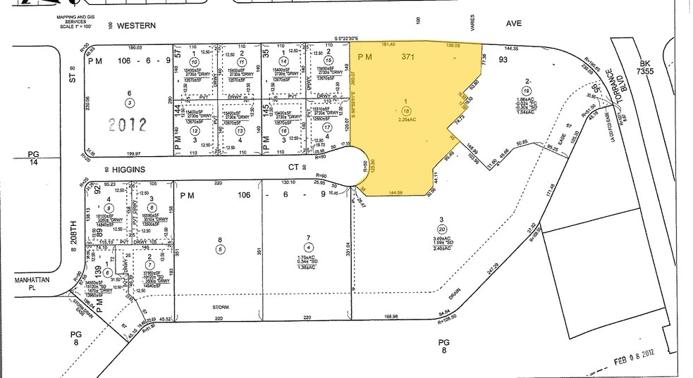 21061 S Western Ave, Torrance, CA for lease - Plat Map - Image 2 of 9