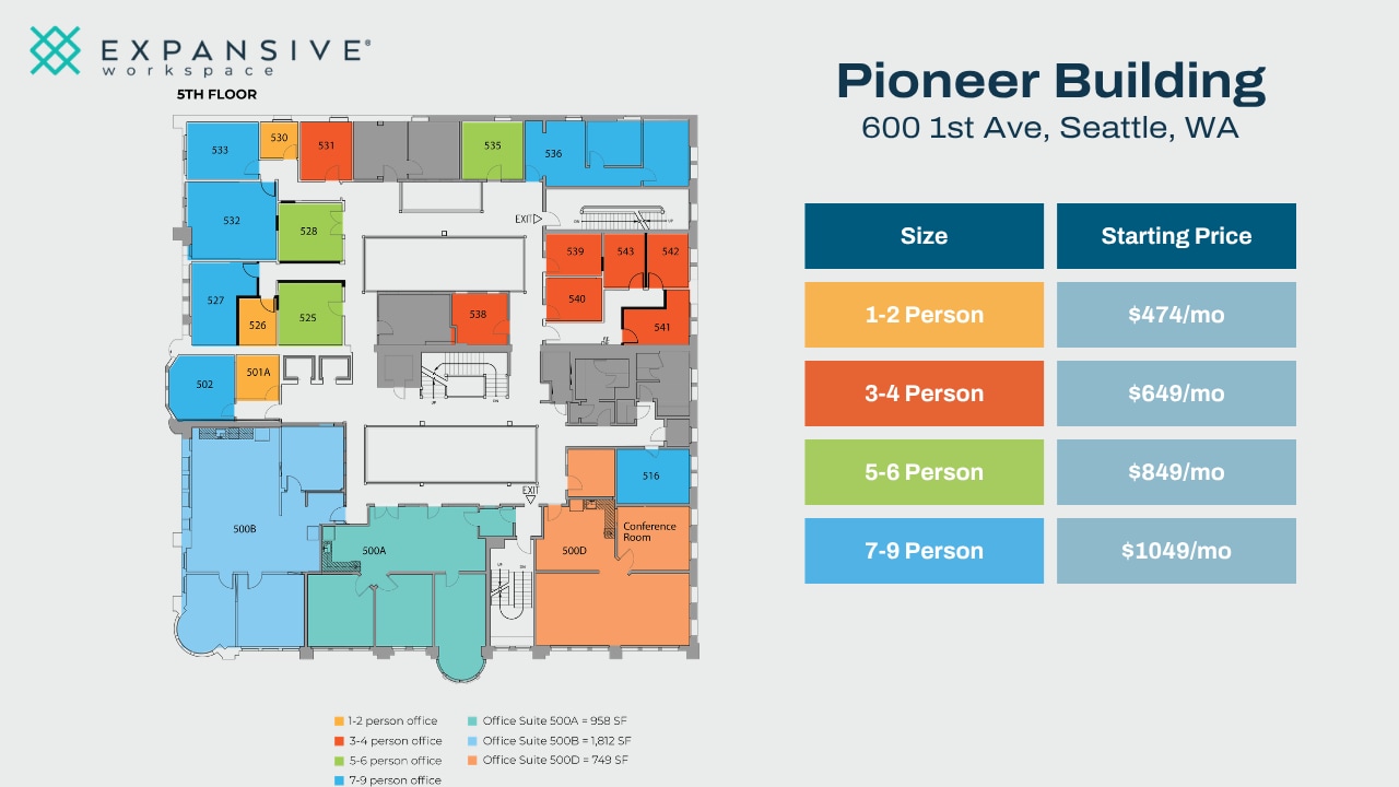 600 1st Ave, Seattle, WA à louer Plan d’étage- Image 1 de 4
