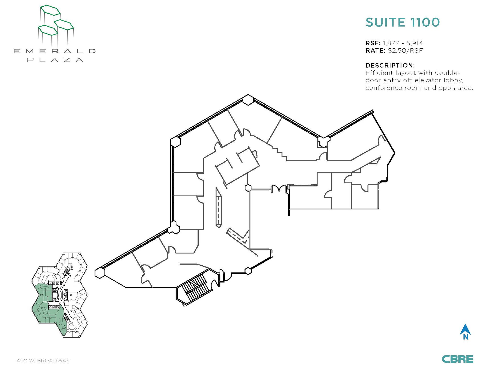 402 W broadway, San Diego, CA à louer Plan d’étage- Image 1 de 3