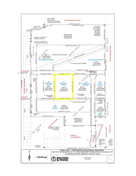 701 Edgewood Street, Marshalltown, IA à vendre - Plan cadastral - Image 1 de 1