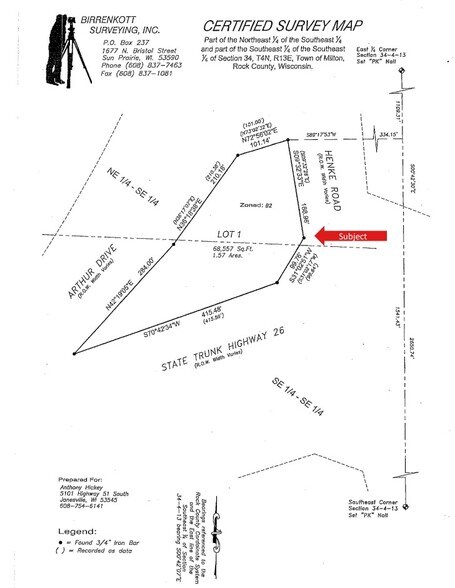 Arthur Drive, Milton, WI à vendre - Plan cadastral - Image 2 de 2