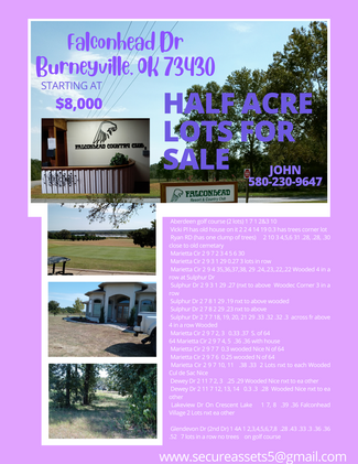 Plus de détails pour 64 Marietta Cir, Burneyville, OK - Terrain à vendre