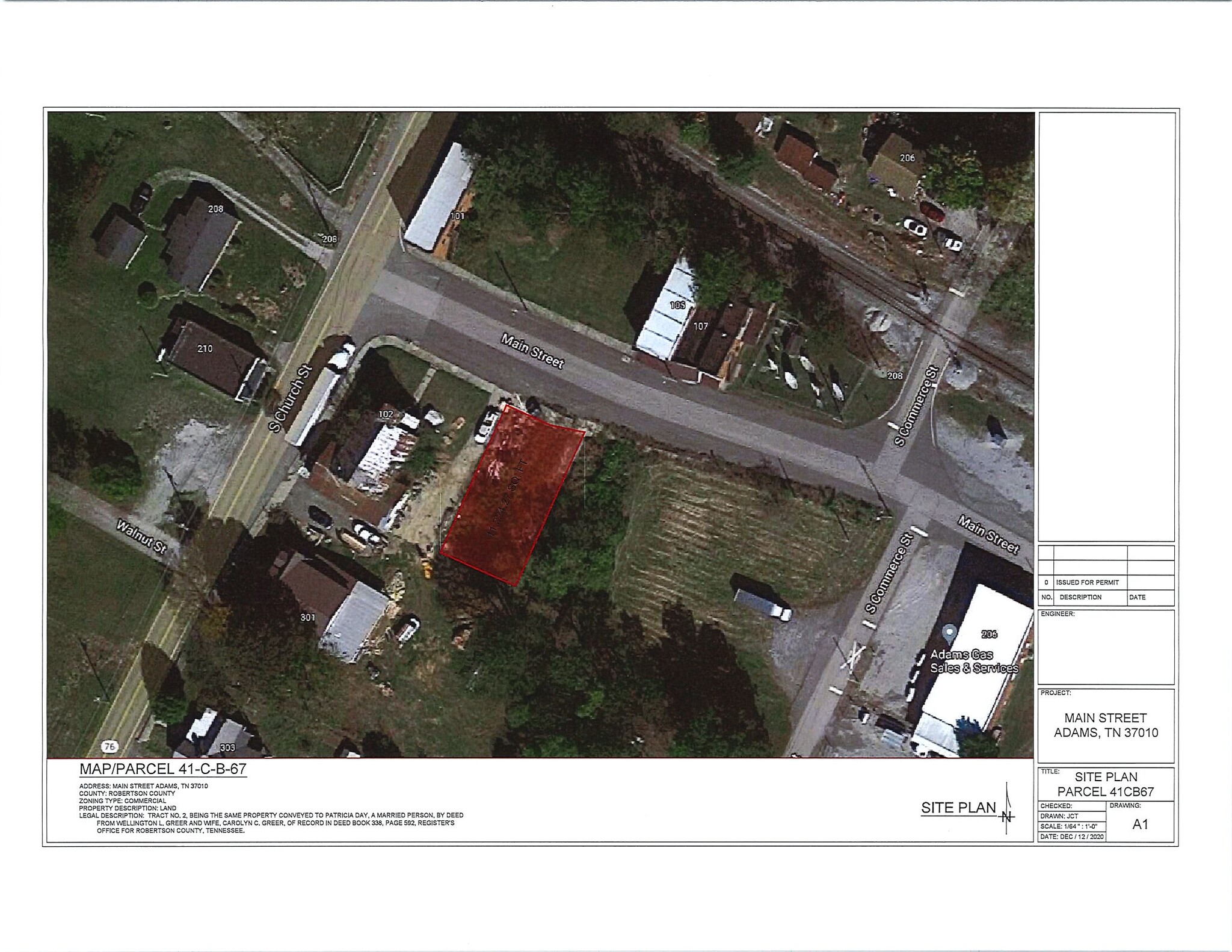 107 Main, Adams, TN for sale Aerial- Image 1 of 1