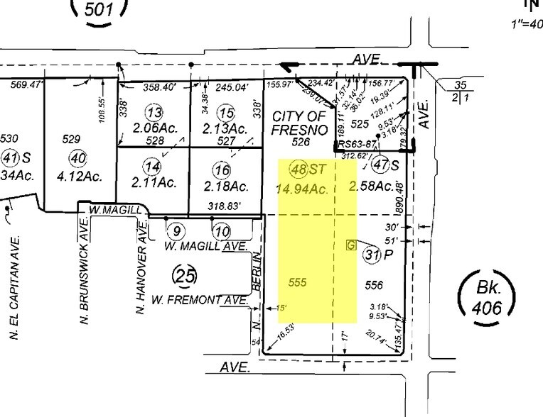 SWCor Brawley & Herndon, Fresno, CA à vendre - Plan cadastral - Image 2 de 2