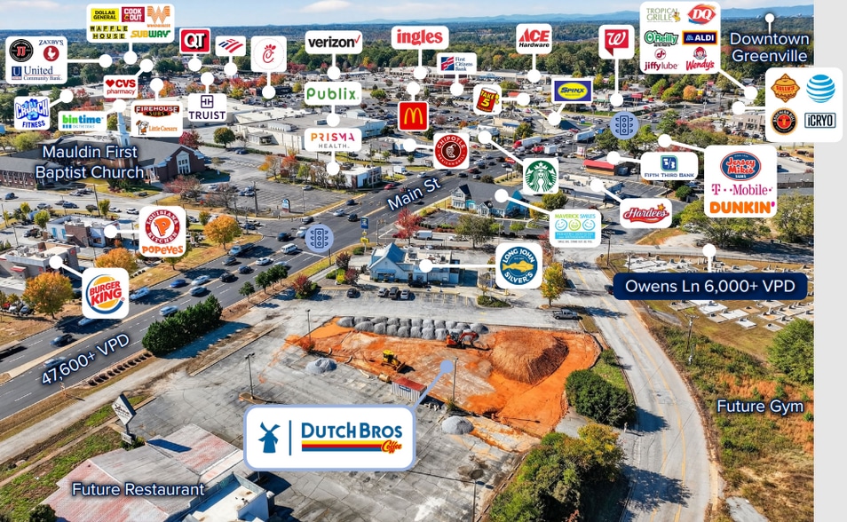 203 S Main St, Mauldin, SC à vendre - Aérien - Image 2 de 6