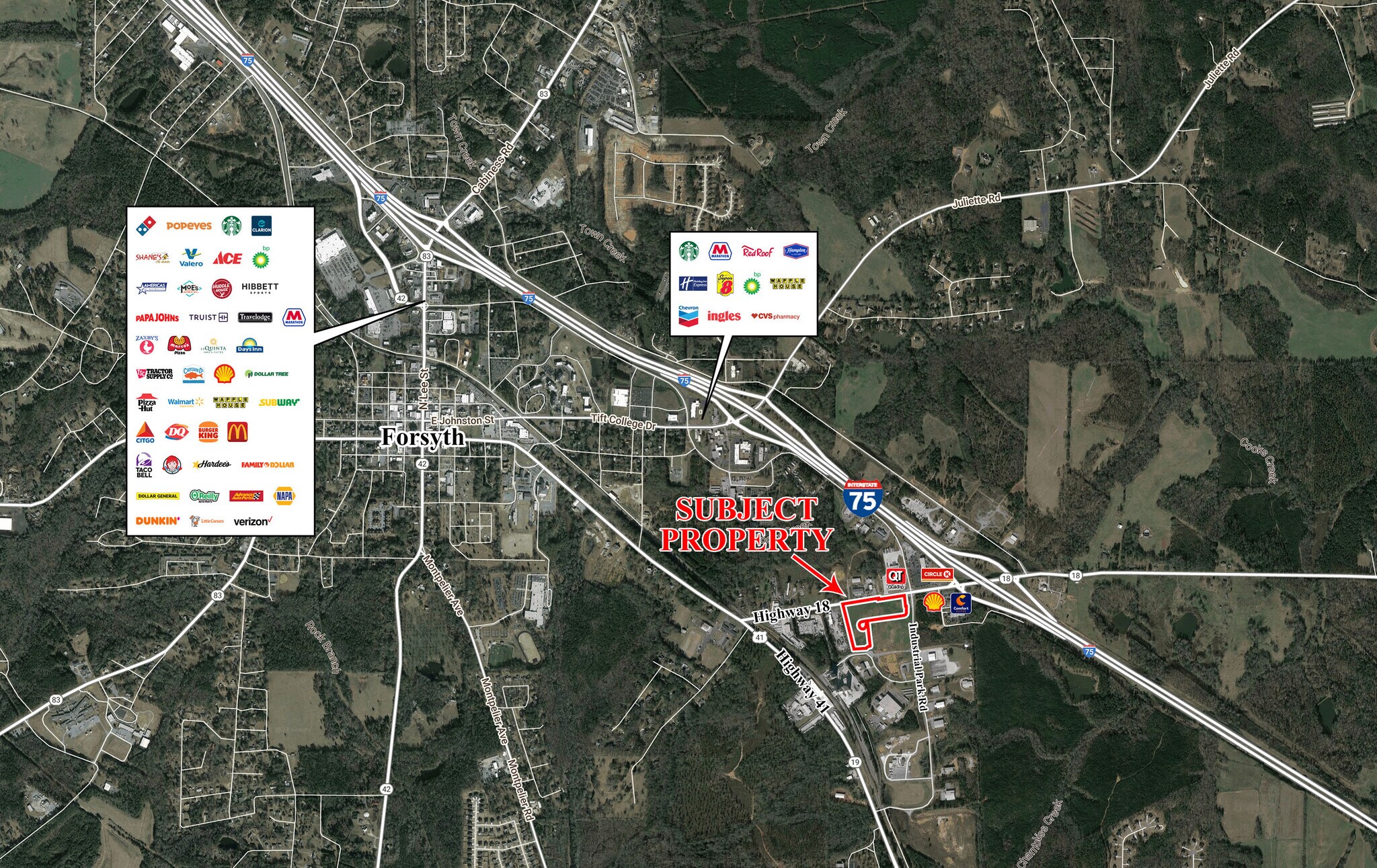 Interstate 75 & GA Hwy 18, Forsyth, GA à vendre Aérien- Image 1 de 4