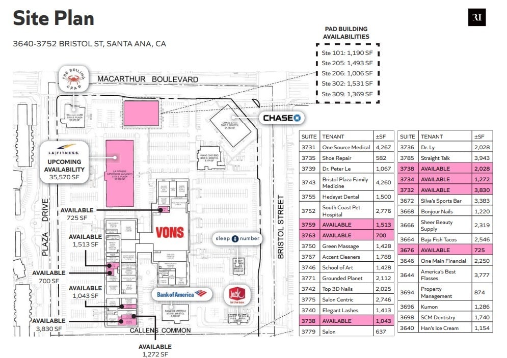 3630-3774 S Bristol St, Santa Ana, CA for lease Site Plan- Image 1 of 1